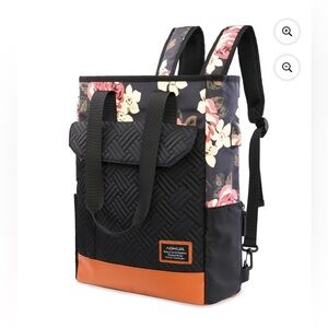 Aokur Travel Laptop Backpack womens floral black tote bag college USB port NWT